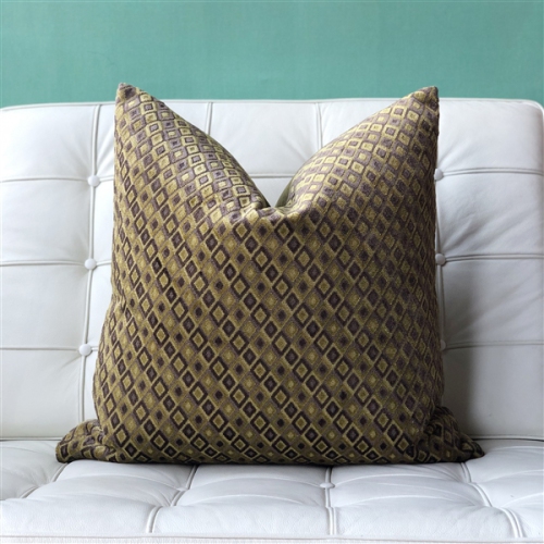 Jager Sage Diamond Textured Velvet Throw Pillow, 20"x20"