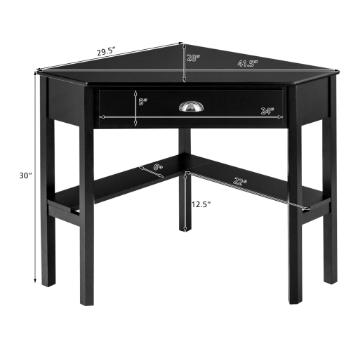Corner Wooden PC Laptop Computer Desk-Black