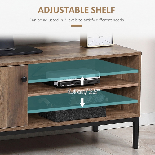 HOMCOM Retro TV Cabinet for TVs up to 50", TV Stand with Compartment and Adjustable Shelf, Media Console with Sliding Door for Living Room, Coffee