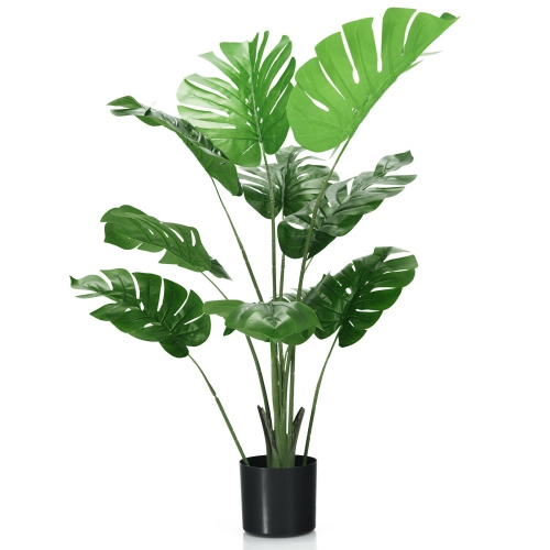 SLICKBLUE  4 Feet Artificial Monstera Deliciosa Tree With 10 Leaves Of Different Sizes