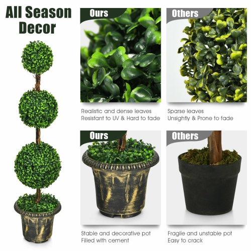 4 Feet Artificial Topiary Triple Ball Tree Plant