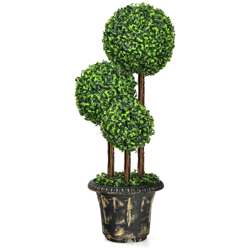 SLICKBLUE  36-Inch Artificial Topiary Triple Ball Tree for Indoor And Outdoor