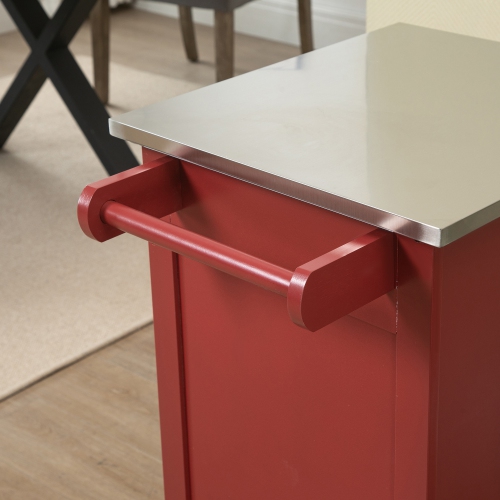 HOMCOM Kitchen Cart, Small Kitchen Island, Stainless Steel Top Utility Trolley on Wheels with Storage Drawer for Dining Room, Kitchen