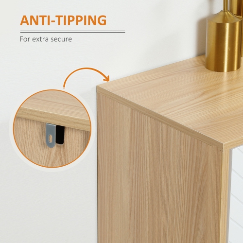 HOMCOM – Buffet moderne, armoire de rangement de cuisine de 47 po avec 4 portes et 2 tablettes ajustables, bar à café, naturel