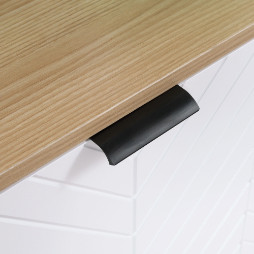 HOMCOM – Buffet moderne, armoire de rangement de cuisine de 47 po avec 4 portes et 2 tablettes ajustables, bar à café, naturel