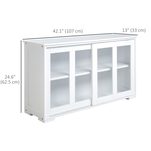 HOMCOM – Armoire de rangement de cuisine moderne avec 2 portes coulissantes en verre, armoire de buffet avec tablette réglable, station de bar à