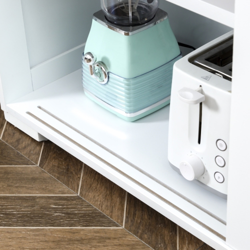 HOMCOM – Armoire de rangement de cuisine moderne avec 2 portes coulissantes en verre, armoire de buffet avec tablette réglable, station de bar à