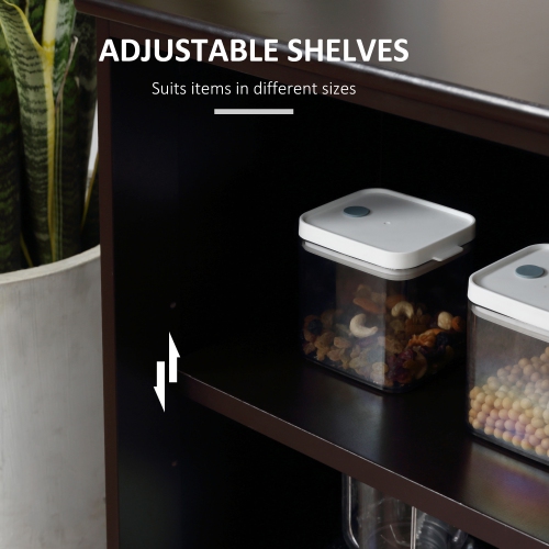 Armoire de rangement moderne de HOMCOM avec 2 portes coulissantes en verre, armoire de buffet avec tablette réglable, station de bar à café, café