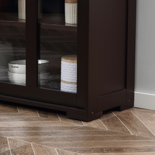 Armoire de rangement moderne de HOMCOM avec 2 portes coulissantes en verre, armoire de buffet avec tablette réglable, station de bar à café, café