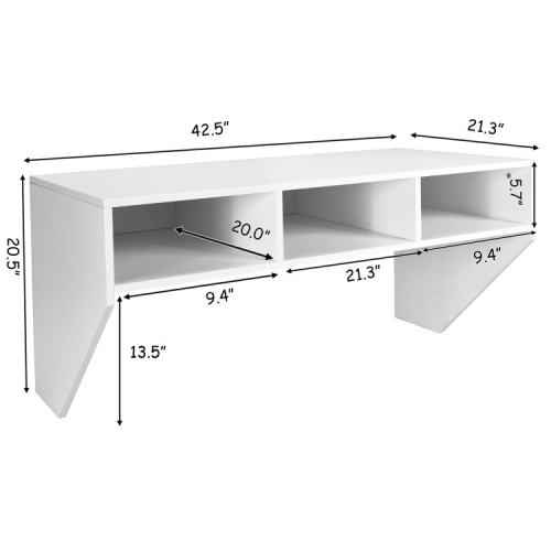 Space-Saving Wall Mounted Computer Desk – Floating Table with Storage Shelf