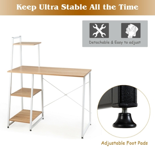 Compact Home Office Desk with 4 Storage Shelves for Workstation