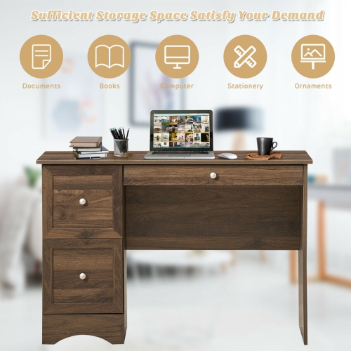 Functional Wooden Computer Desk with 3 Drawers for Office and Home Use