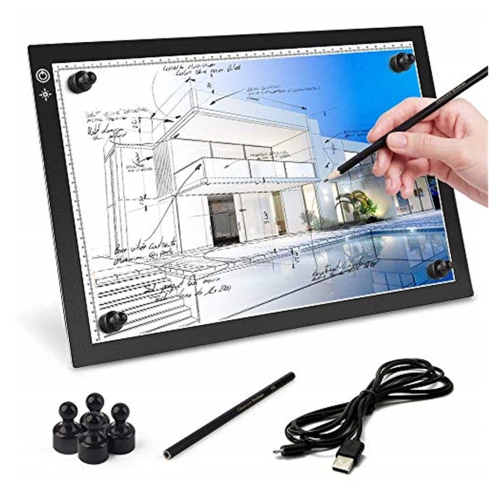 NIERBO  Light Pad A3 Led Light Table Light Board 3 Color Temperature 430 310MM Pure Illumination Dimmable Led Pad Portable Light Box w USB Cable