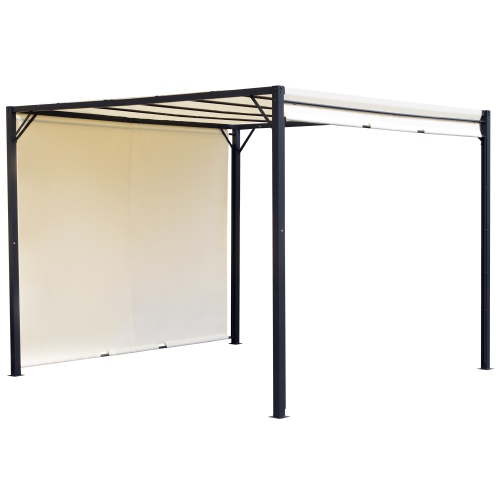 Pergola rétractable Outsunny, 10 x 10 pi, blanc crème