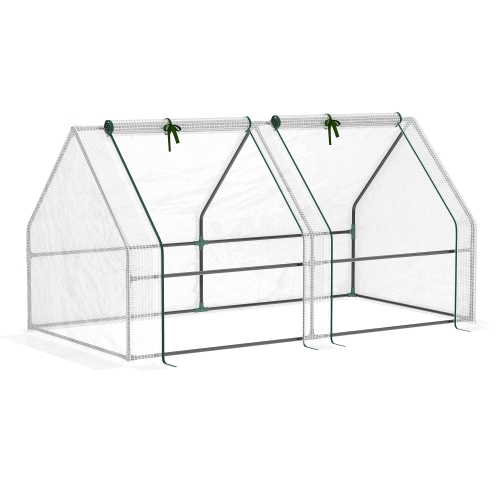 Outsunny 6' x 3' x 3' Portable Tunnel Greenhouse Outdoor Garden Mini with Large Zipper Doors & Water/UV PE Cover White