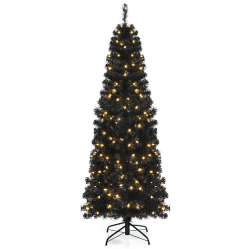 SLICKBLUE  Pre-Lit Christmas Halloween Tree With Pvc Tips And Warm Lights, Dual-Use Tree In White