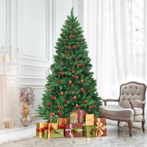 Hinged Artificial Christmas Tree with Built-In LED Lights, Simple Holiday Display