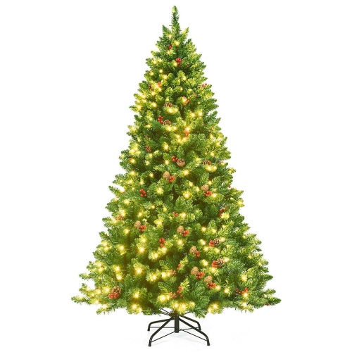 Hinged Artificial Christmas Tree with Built-In LED Lights, Simple Holiday Display