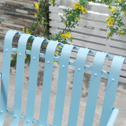 Outsunny 3 Pieces Patio Bistro Set, Metal Frame Garden Coffee Table Set with 2 Chairs & Round Table for Outdoor Yard Porch Poolside Balcony, Sky Blue