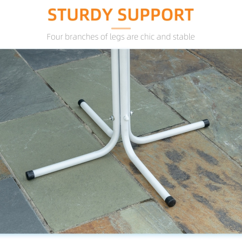 Outsunny 3 Pieces Patio Bistro Set, Metal Frame Garden Coffee Table Set with 2 Chairs & Round Table for Outdoor Yard Porch Poolside Balcony, White