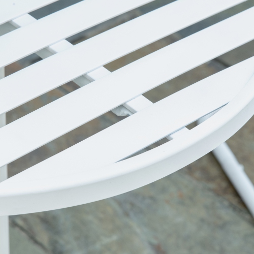 Outsunny 3 Pieces Patio Bistro Set, Metal Frame Garden Coffee Table Set with 2 Chairs & Round Table for Outdoor Yard Porch Poolside Balcony, White