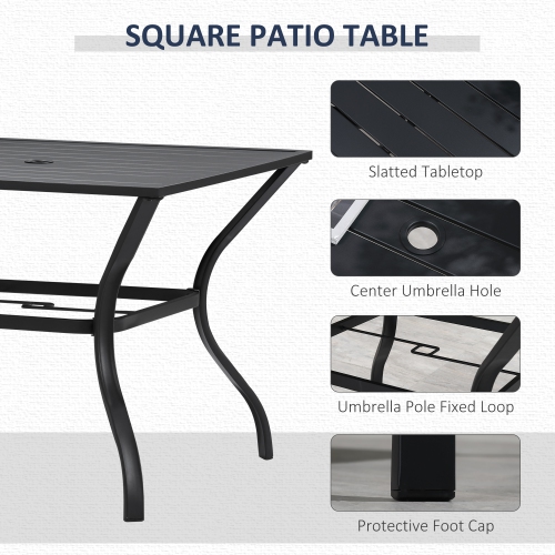 Outsunny 5-Piece Outdoor Patio Dining Set, 4 Swivel Rocker Chairs and 37" x 37" Dining Table Furniture Set with Umbrella Hole for Garden, Lawn and