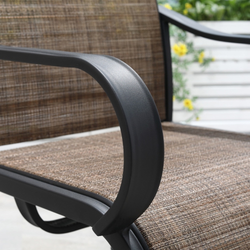 Outsunny 5-Piece Outdoor Patio Dining Set, 4 Swivel Rocker Chairs and 37" x 37" Dining Table Furniture Set with Umbrella Hole for Garden, Lawn and