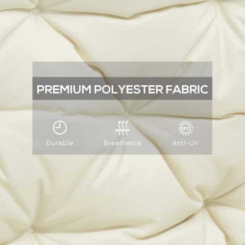 Outsunny 2 Seater Garden Bench Cushion, Soft Thick Outdoor Non-Slip 2 Seater Soft Pad With Backrest for Garden Patio, 52" x 43" x 4", Beige