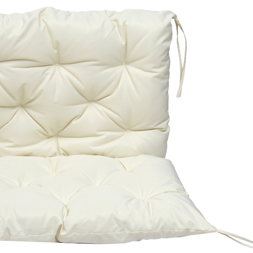 Outsunny 2 Seater Garden Bench Cushion, Soft Thick Outdoor Non-Slip 2 Seater Soft Pad With Backrest for Garden Patio, 52" x 43" x 4", Beige