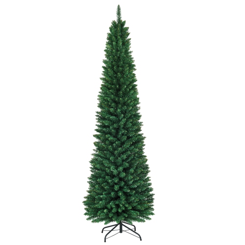 SLICKBLUE  Pvc Artificial Slim Pencil National Christmas Tree With Metal Stand-8'