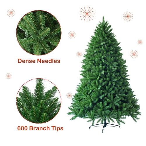 Holiday Fir Artificial Christmas Tree with 600 Branch Tips for Living Room Setup