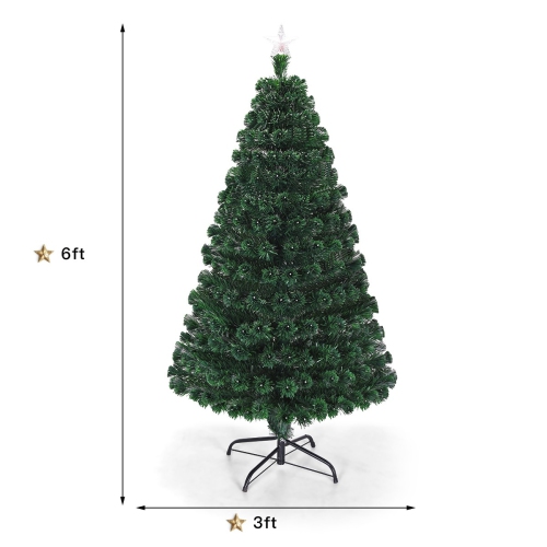 LED Fiber Optic Artificial Christmas Tree, Pre-Lit Holiday Tree for Indoor Display