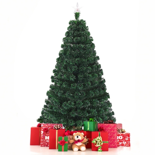 LED Fiber Optic Artificial Christmas Tree, Pre-Lit Holiday Tree for Indoor Display