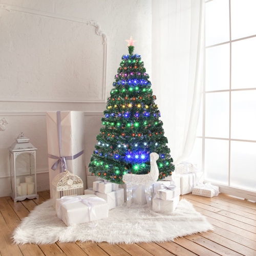LED Fiber Optic Artificial Christmas Tree, Pre-Lit Holiday Tree for Indoor Display