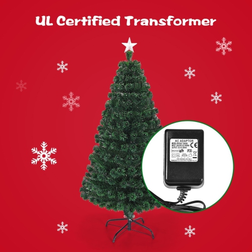 LED Fiber Optic Artificial Christmas Tree, Pre-Lit Holiday Tree for Indoor Display