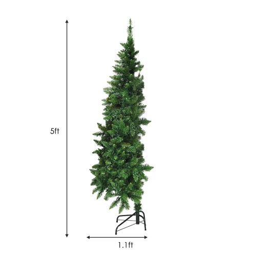 Pre-Lit Half Christmas Tree with 8 Flash Modes, Wall-Saving Artificial Holiday Tree