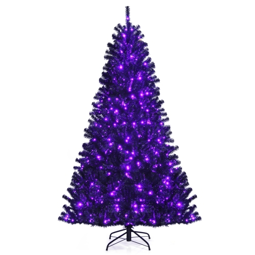 SLICKBLUE  Artificial Christmas Halloween Tree With Purple Led Lights In Black
