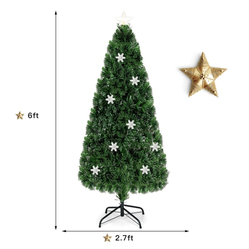 Artificial Christmas Tree with LED Fiber Optics and Snowflake Accents, Pre-Lit Design