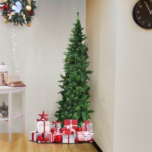 Pre-Lit Half Christmas Tree with 8 Flash Modes, Wall-Saving Artificial Holiday Tree