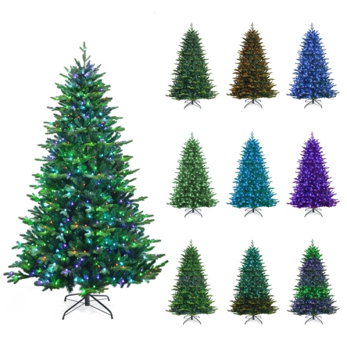 Pre-Lit Hinged Christmas Tree with App-Controlled LED Lights, Smart Holiday Display