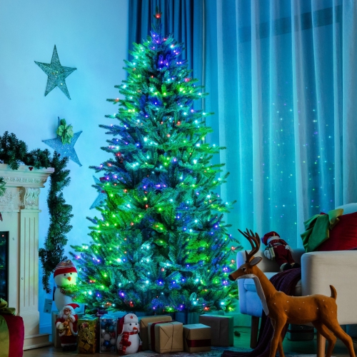 Pre-Lit Hinged Christmas Tree with App-Controlled LED Lights, Smart Holiday Display