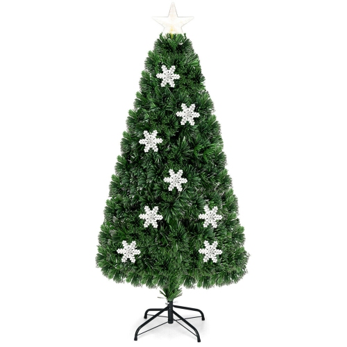 SLICKBLUE  Artificial Christmas Tree With Led Fiber Optics And Snowflake Accents, Pre-Lit Design