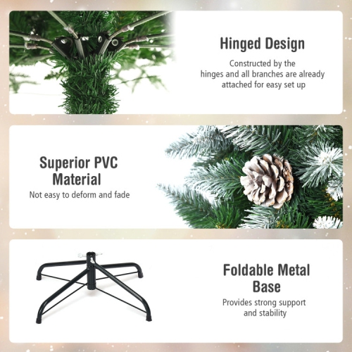 Slim Pencil Artificial Christmas Tree with Pine Cones, Space-Saving Holiday Décor