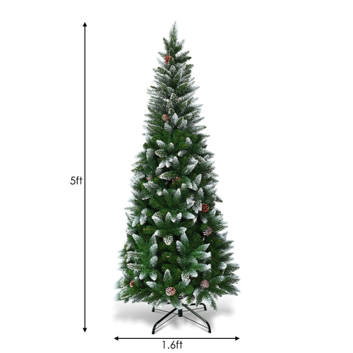 Arbre de Noël artificiel mince avec cônes de pin, décoration des Fêtes peu encombrante