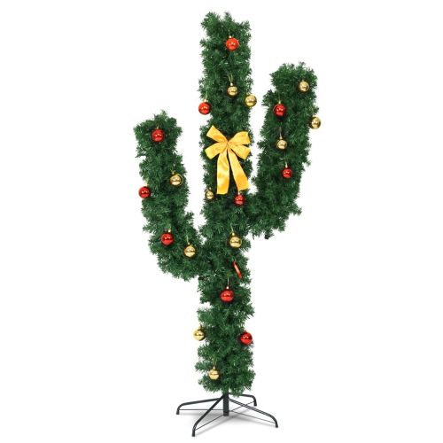 SLICKBLUE  Light-Up Artificial Cactus Tree for Christmas, Indoor Holiday Décor With Lights