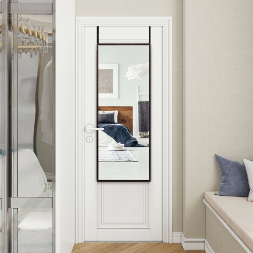 Full-Length Metal Door Mirror with Adjustable Hook for Bedroom or Closet