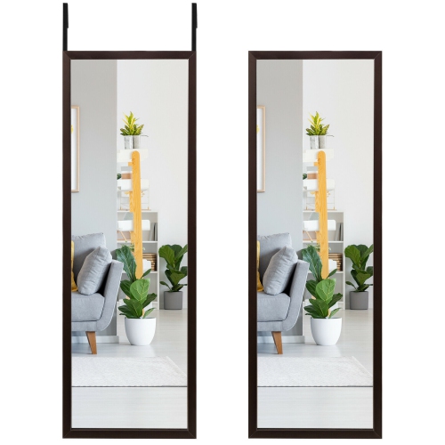 Full-Length Metal Door Mirror with Adjustable Hook for Bedroom or Closet