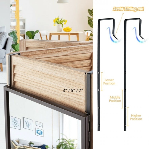 Full-Length Metal Door Mirror with Adjustable Hook for Bedroom or Closet