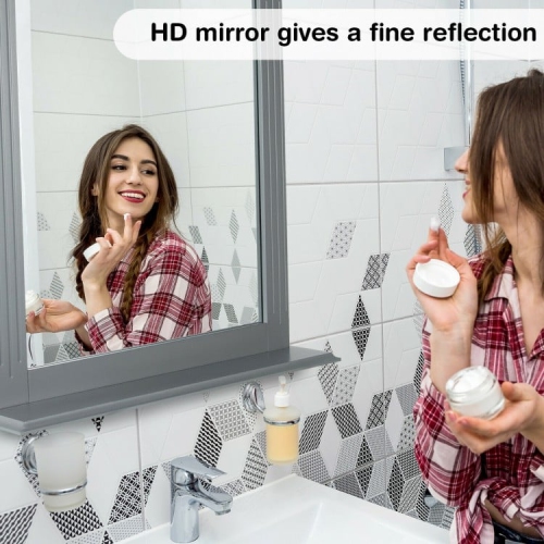 Miroir compact avec tablette, idéal pour les petites salles de bain ou les chambres à coucher