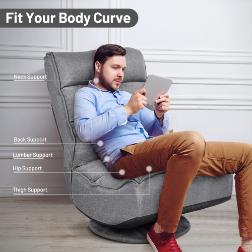 Fauteuil de jeu pliable à 5 positions - Gris